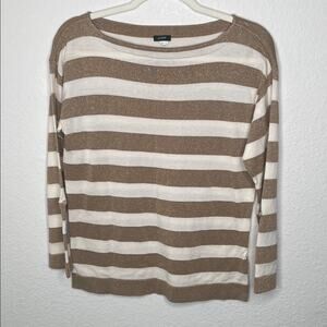 J. Crew Shimmer Brown and Cream Striped Sweater size Small